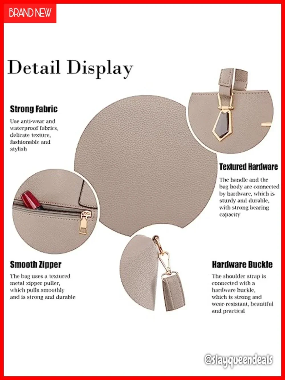 Women's 6-Piece Purse Set Faux Leather Tote Crossbody Satchel Clutch Hobo